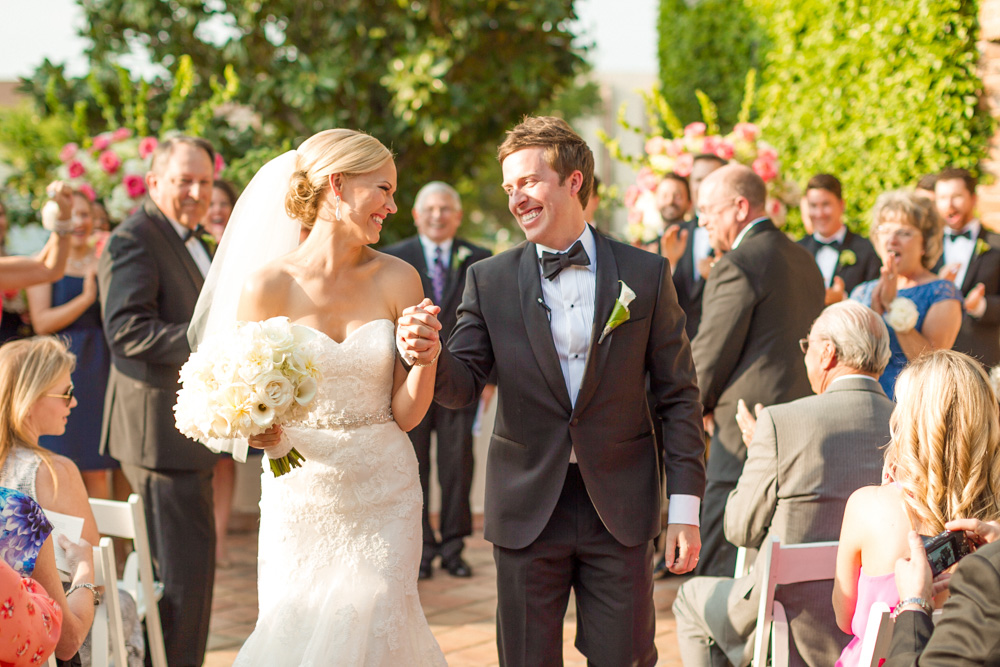 Lush Tuscan-Inspired Wedding Bride and groom recessional 