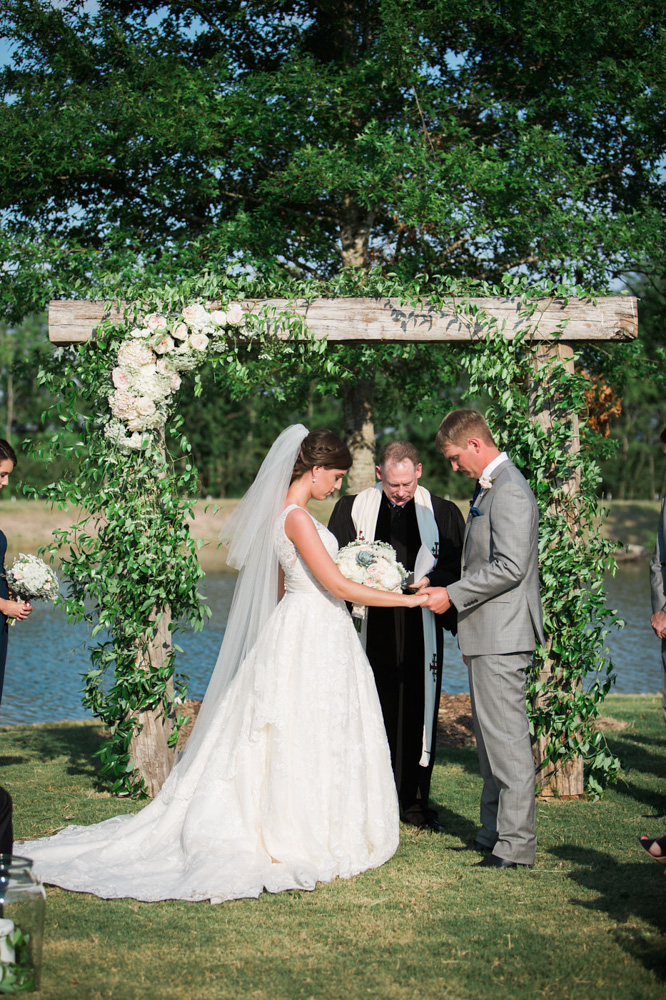 Southern Elegance at Beckendorff Farms bride and groom exchanging vows