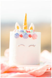 colorful desert anniversary shoot unicorn cake
