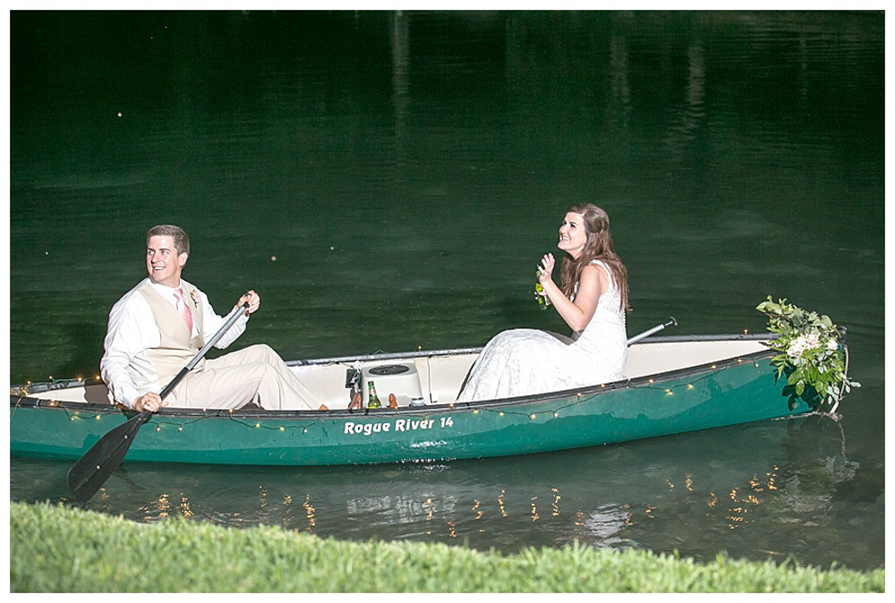Texas Hill Country Backyard Wedding - Send-Off Canoe